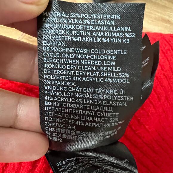 H&M Red Ribbed Turtleneck Sweater Women’s Size L Long Sleeve Knit Pullover - Picture 6 of 7